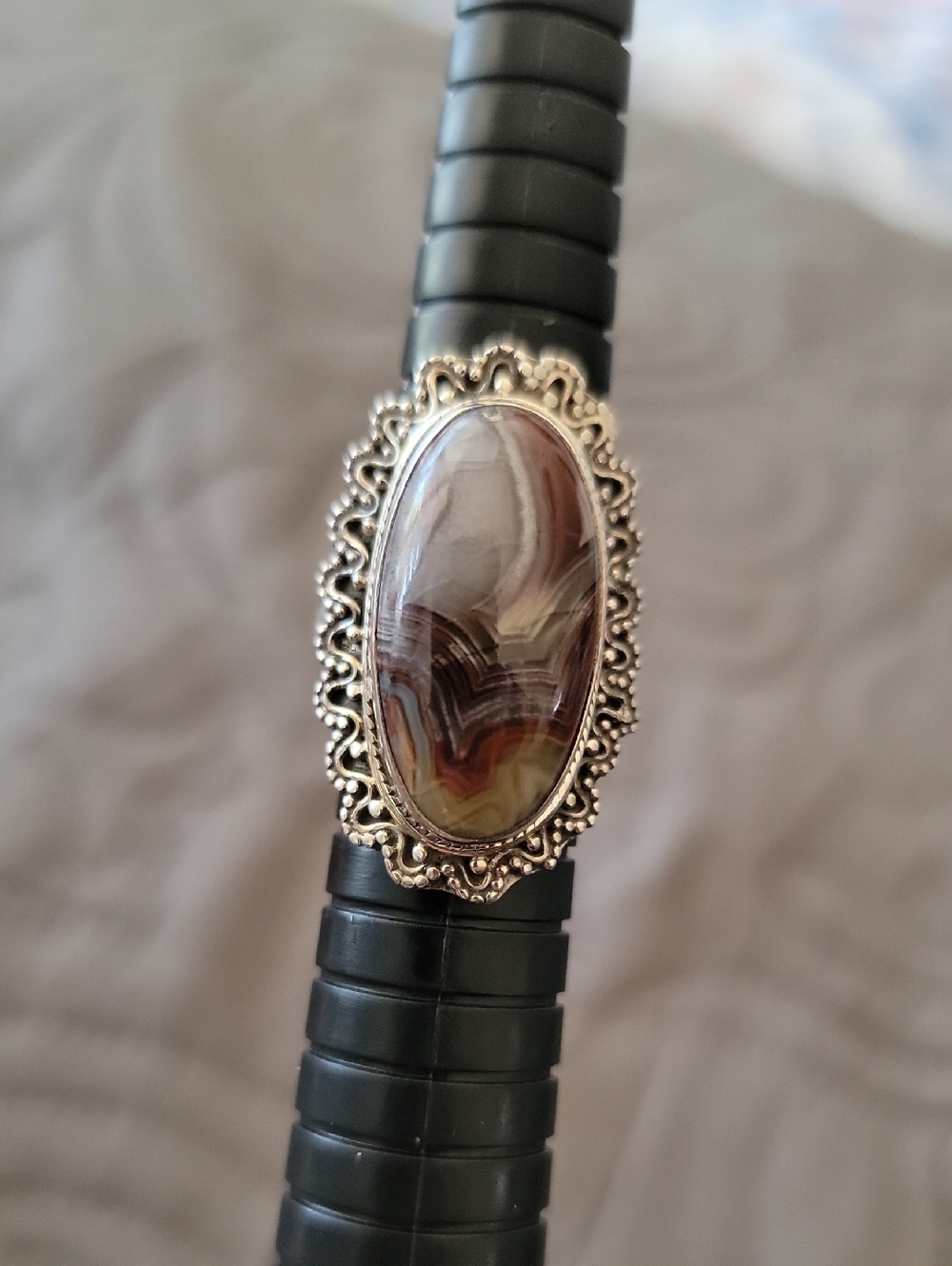 Sterling Silver Crazy Lace Agate Ring
